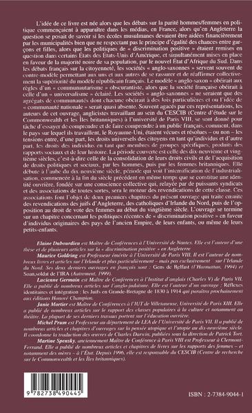 UNIVERSALISME, PARTICULARISME ET CITOYENNETE DANS LES ILES BRITANNIQUES (9782738490445-back-cover)