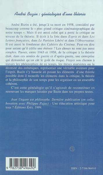 André Bazin, Généalogies d'une théorie (9782738496492-back-cover)