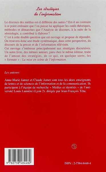 LES STRATEGIES DE L'INFORMATION (9782738484482-back-cover)