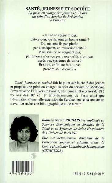 Santé, jeunesse et société, La prise en charge des jeunes 18-25 ans au sein d'un service de prévention à l'hôpital (9782738454904-back-cover)