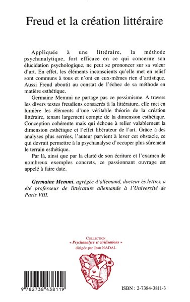 Freud et la création littéraire (9782738438119-back-cover)