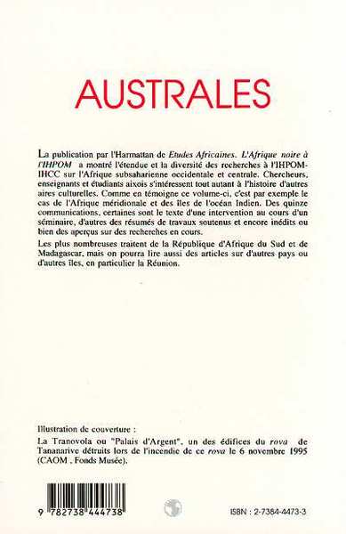 Australes, Etudes historiques aixoises sur l'Afrique australe et l'Océan Occidental (9782738444738-back-cover)