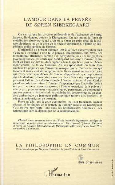 L'amour dans la pensée de Soren Kierkegaard, Pseudonymie et polyonymie (9782738417848-back-cover)