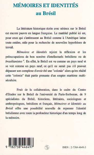 Mémoires identités au Brésil (9782738446497-back-cover)