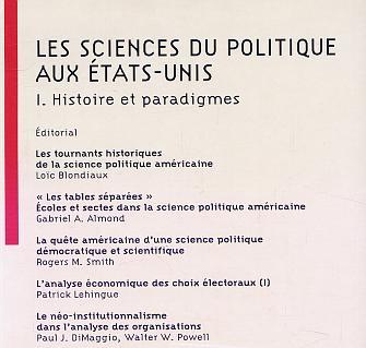 Politix, LES SCIENCES DU POLITIQUE AUX Etats-Unis, I - Histoire et paradigmes (9782738464002-back-cover)