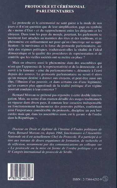 Protocole et Cérémonial Parlementaires (9782738462527-back-cover)