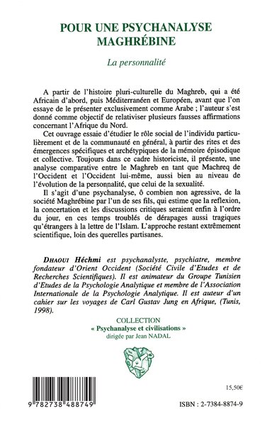 POUR UNE PSYCHANALYSE MAGHREBINE, La personnalité (9782738488749-back-cover)