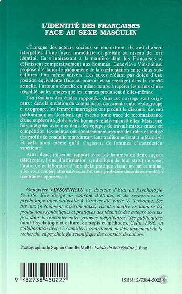 L'identité des Françaises face au sexe masculin, Perspectives cognitives et expérimentales (9782738450227-back-cover)