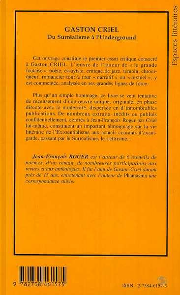 Gaston Criel, Du Surréalisme à l'Underground (9782738461575-back-cover)