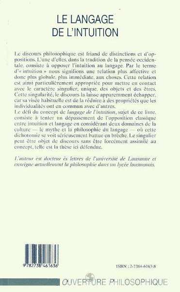 Le Langage de l'intuition, Pour une épistémologie du singulier (9782738461636-back-cover)