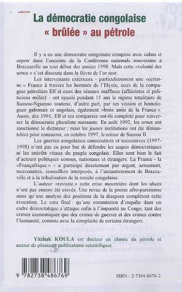 LA DÉMOCRATIE CONGOLAISE " BRÛLÉE " AU PÉTROLE (9782738486769-back-cover)