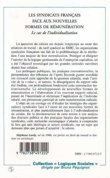 LES SYNDICATS FRANÇAIS FACE AUX NOUVELLES FORMES DE RÉMUNÉRATION, Le cas de l'individualisation (9782738497222-back-cover)