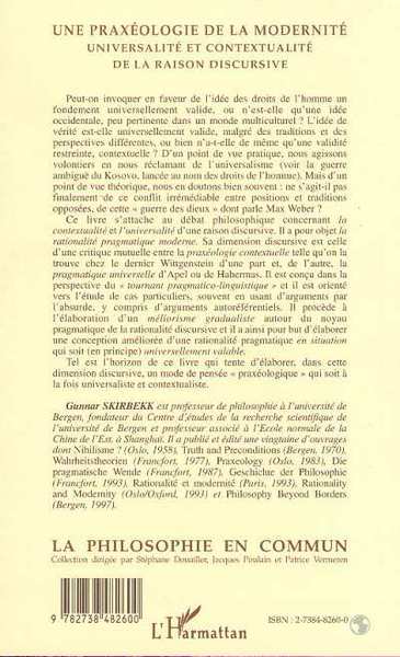 PRAXÉOLOGIE (UNE) DE LA MODERNITÉ (9782738482600-back-cover)