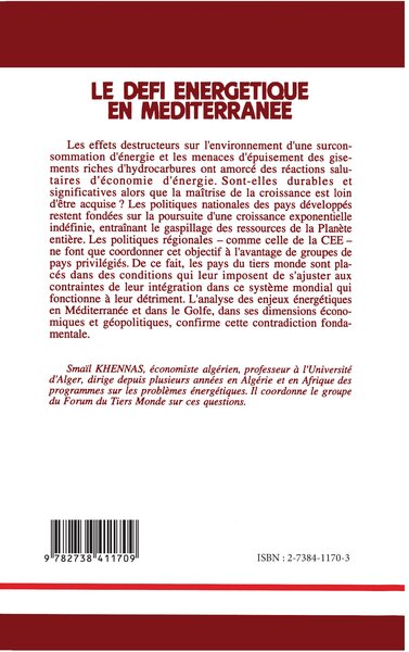 Le défi énergétique en Méditerranée (9782738411709-back-cover)