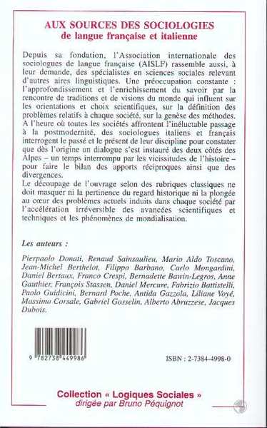 Aux sources des sociologies de langue française et italienne (9782738449986-back-cover)