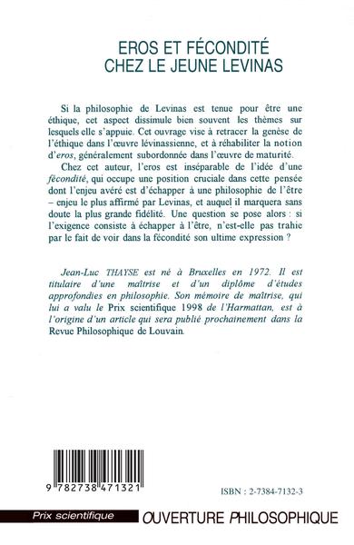 Eros et fécondité chez le jeune Levinas (9782738471321-back-cover)