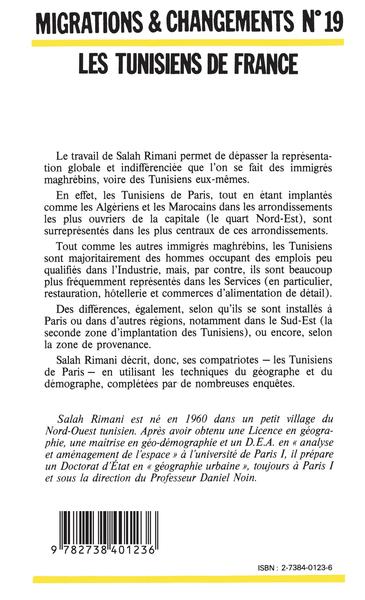 Les Tunisiens de France, Une forte concentration parisienne (9782738401236-back-cover)