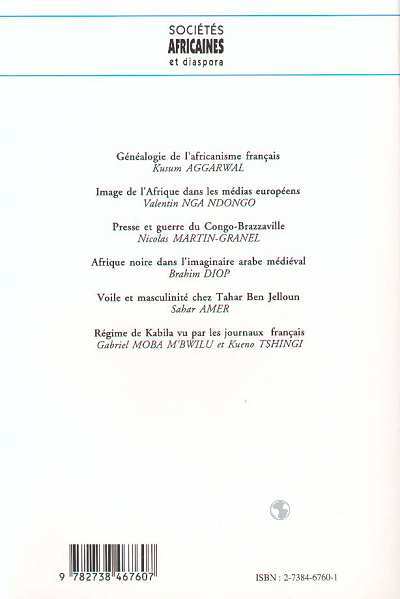 Sociétés Africaines et Diaspora, L 'Afrique en représentation (9782738467607-back-cover)