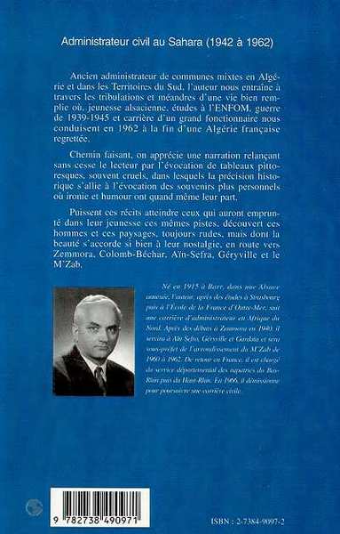 ADMINISTRATEUR CIVIL AU SAHARA, Une vie au service de l'Algérie et des Territoires du Sud 1942-1962 (9782738490971-back-cover)