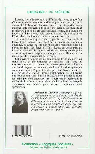 Libraire : un Métier (9782738462756-back-cover)