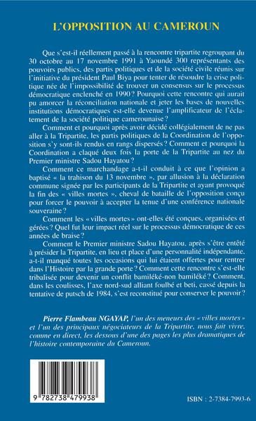 L'opposition au Cameroun, Les années de braise (9782738479938-back-cover)