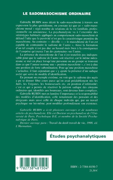 LE SADOMASOCHISME ORDINAIRE (9782738481504-back-cover)