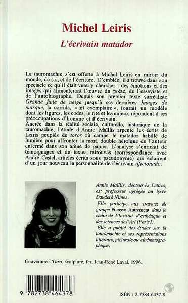 Michel Leiris l'écrivain Matador (9782738464378-back-cover)