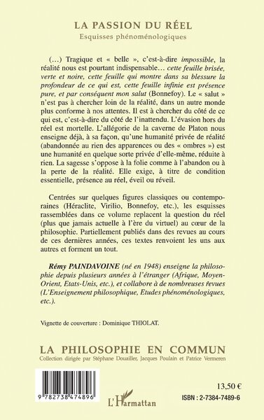 PASSION DU REEL, Esquisses phénoménologiques (9782738474896-back-cover)