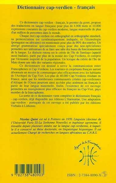 DICTIONNAIRE CAP-VERDIEN - FRANÇAIS (9782738480903-back-cover)