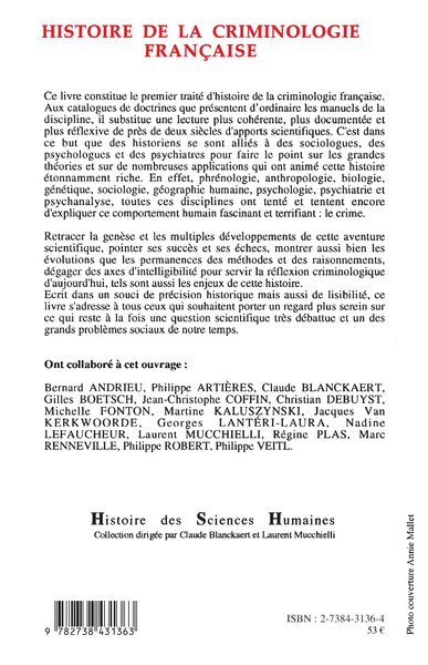 Histoire de la criminologie française (9782738431363-back-cover)