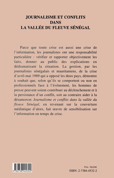 Journalisme et conflits dans la vallée du fleuve Sénégal (9782738445322-back-cover)