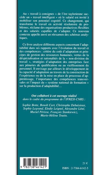 Travail Compétences et Adaptabilité (9782738461421-back-cover)