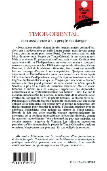 TIMOR-ORIENTAL, Non assistance à un peuple en danger (9782738491947-back-cover)