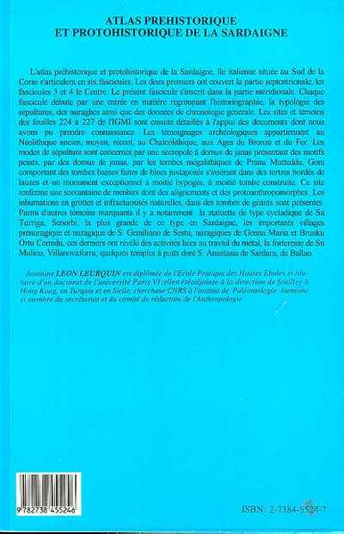 Atlas préhistorique et protohistorique de la Sardaigne, Tome 5 (9782738455246-back-cover)
