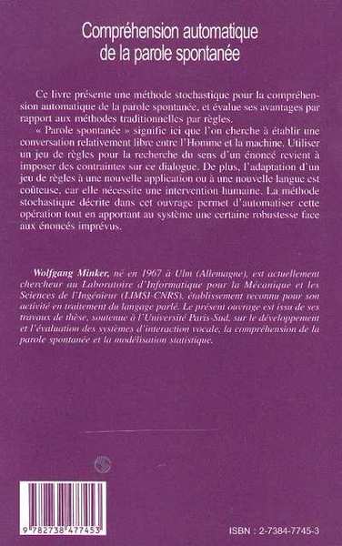 COMPRÉHENSION AUTOMATIQUE DE LA PAROLE SPONTANÉE (9782738477453-back-cover)
