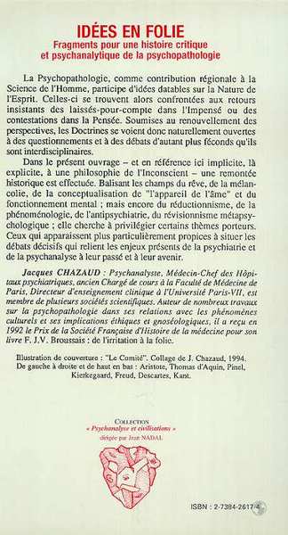 Idées en folie, Fragments pour une histoire critique et psychanalytique de la psychopathologie (9782738426178-back-cover)