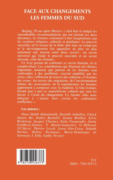 FACE AUX CHANGEMENTS, Les femmes du sud (9782738456373-back-cover)