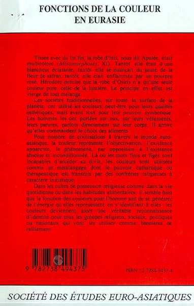 FONCTIONS DE LA COULEUR EN EURASIE (9782738494375-back-cover)