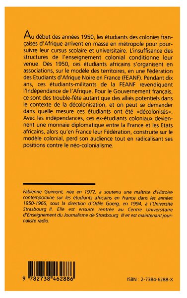Les étudiants africains en France (1950-1965) (9782738462886-back-cover)