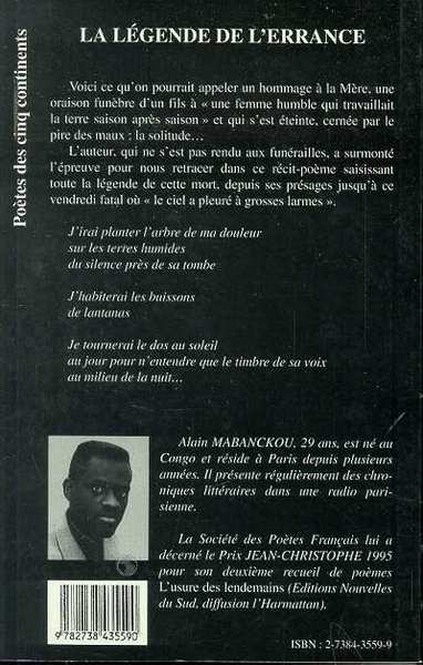 La légende de l'errance, Récit poème (9782738435590-back-cover)