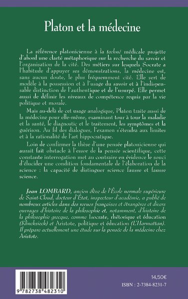 Platon et la médecine, Le corps affaibli et l'âme attristée (9782738482310-back-cover)