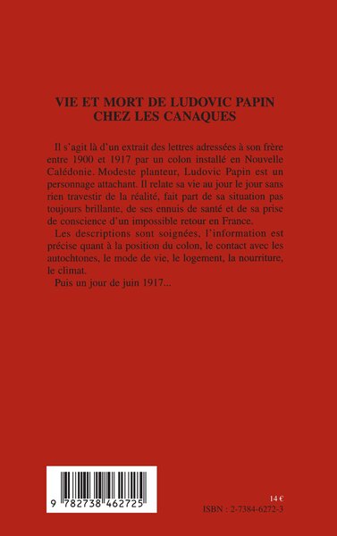 Vie et mort de Ludovic Papin chez les Canaques (9782738462725-back-cover)