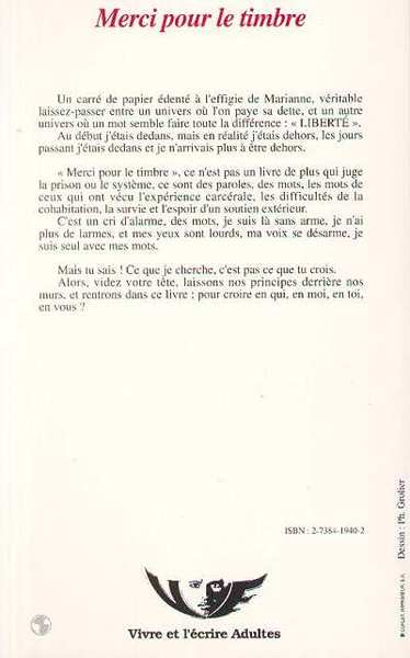 Merci pour le timbre, Paroles de prisonniers (9782738419408-back-cover)