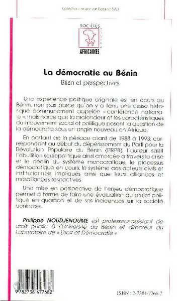 LA DÉMOCRATIE AU BÉNIN, Bilan et perspectives (9782738477682-back-cover)