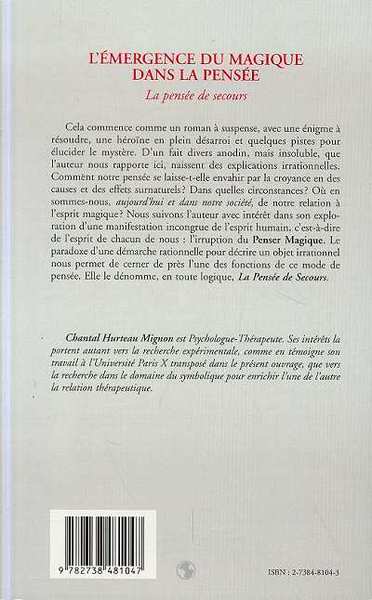 L'EMERGENCE DU MAGIQUE DANS LA PENSEE, LA PENSEE DE SECOURS (9782738481047-back-cover)