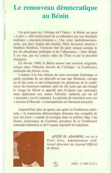 Le renouveau démocratique au Bénin (9782738421128-back-cover)