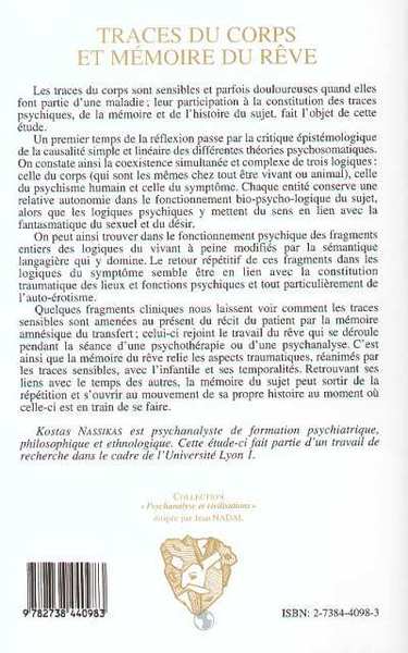 Traces du corps et mémoire du rêve, Au-delà du psychomatique (9782738440983-back-cover)