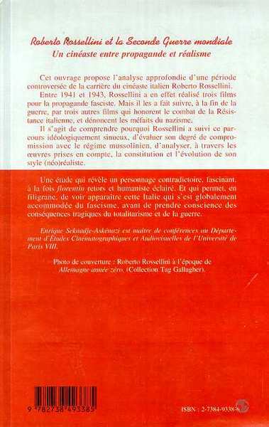 Roberto Rossellini et la Seconde Guerre mondiale, Un cinéaste entre propagande et réalisme (9782738493385-back-cover)