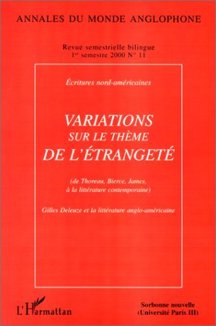Annales du Monde Anglophone, Variations sur le thème de l'étrangeté, Ecritures nord-américaines (de Thoreau, Bierce, James à la  (9782738492173-front-cover)