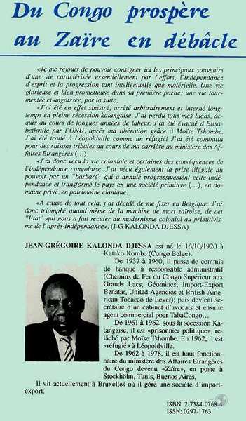 Du Congo prospère au Zaïre en débâcle (9782738407689-back-cover)